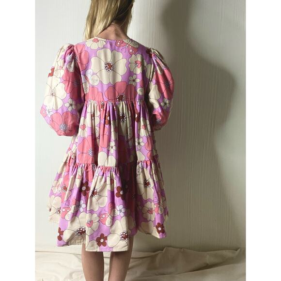 MANOUSH Silk Blend Groovy Floral Comic Strip Shirt Dress US 36 NWT $945 - Picture 5 of 16